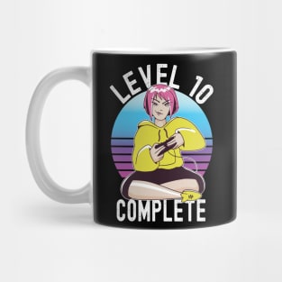 Level 10 Complete Girls Loves Anime Gamer 10th Birthday Girl Mug